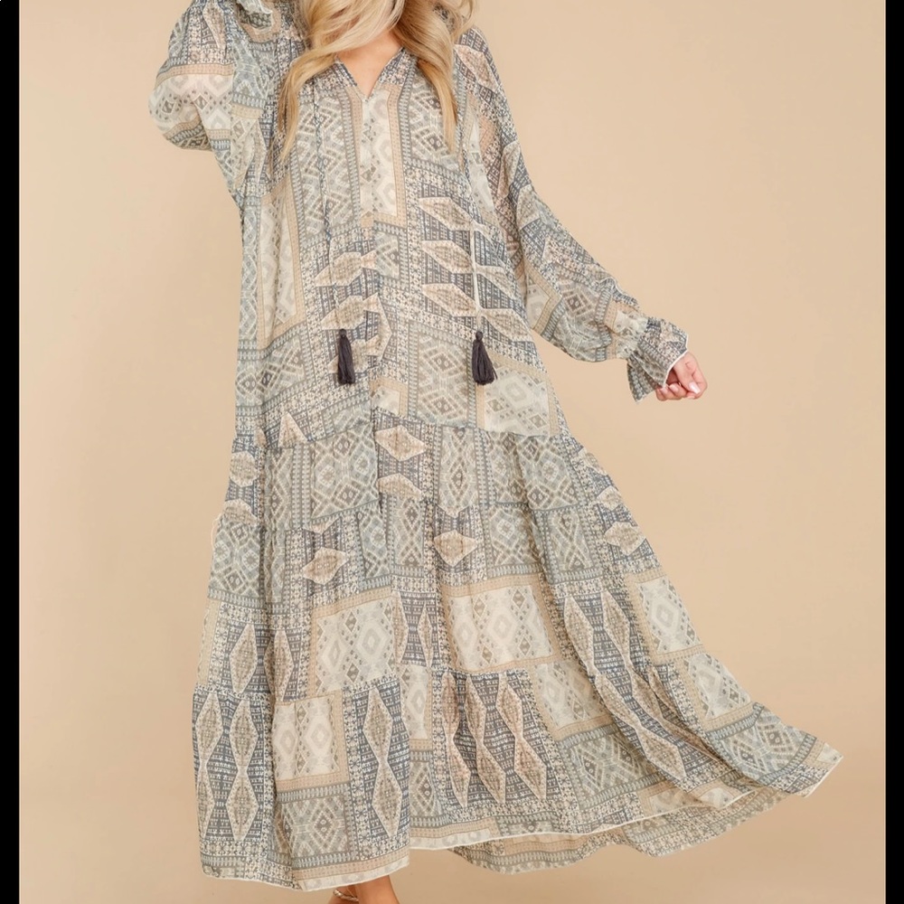 NWT Red Dress Boho Print Maxi Dress